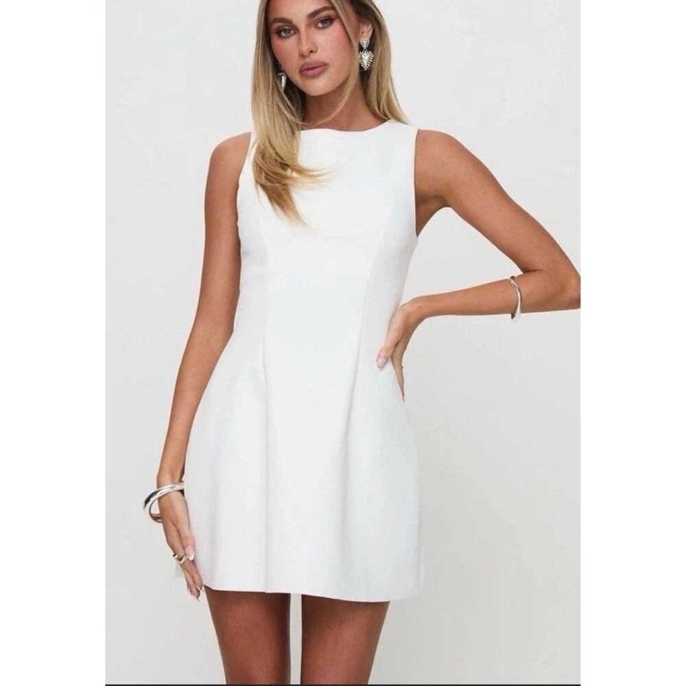PRINCESS POLLY Anse Sleeveless Mini Dress in White - Size US 12 NWT